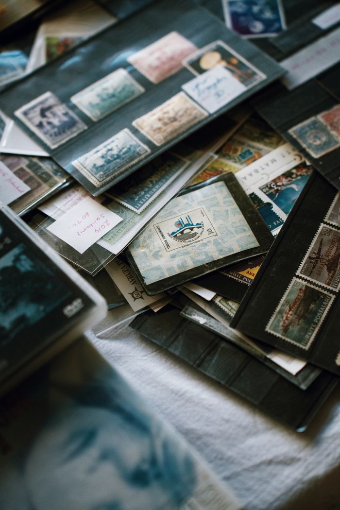 A collection of vintage stamps showcasing various designs, captured in Antalya, Türkiye.